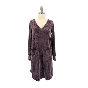0137 Pure J Jill Velvet Tunic Dress Purple XS minimalist contemporary retro